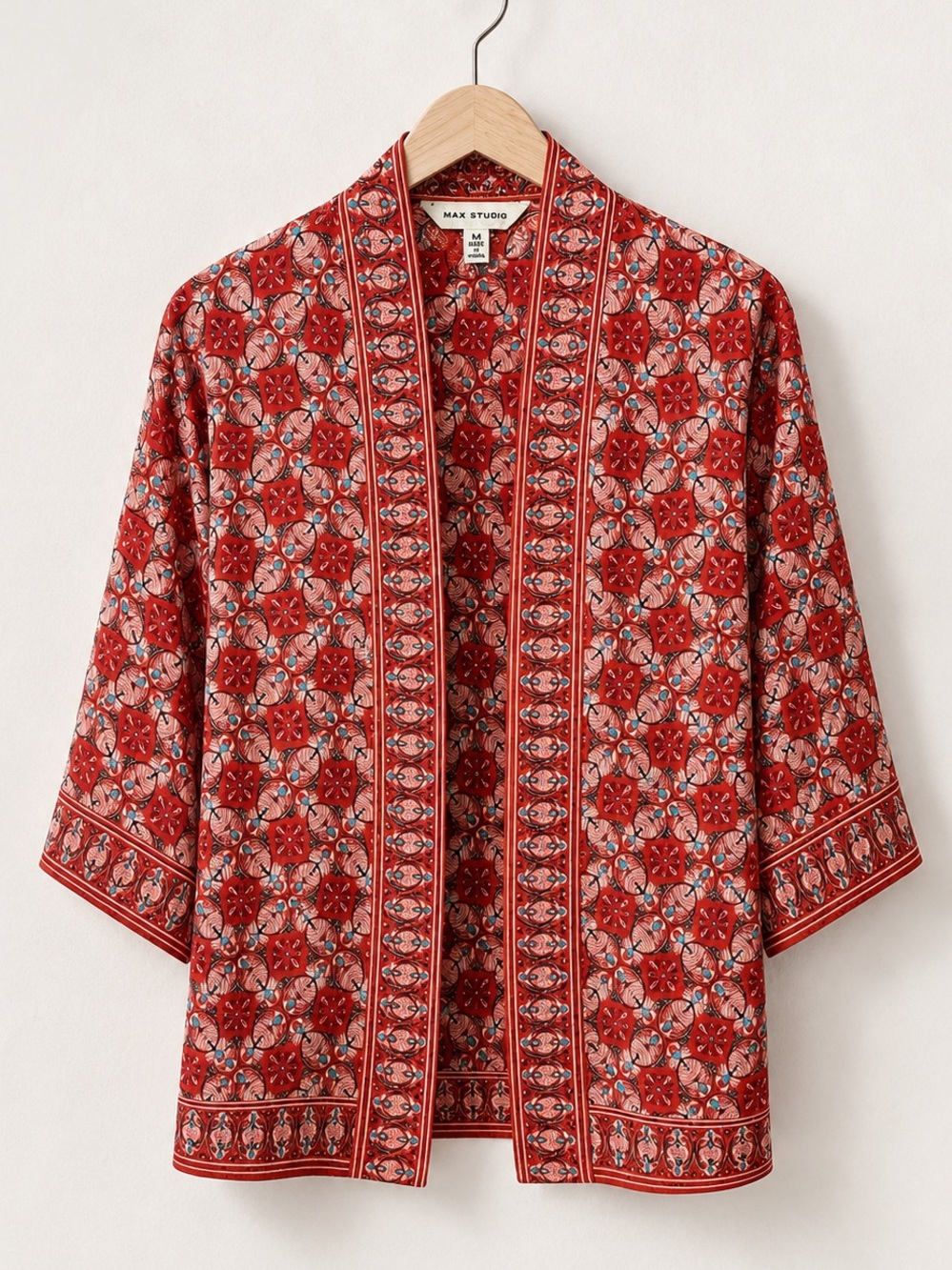 Max Studio Bohemian Red Oversized Floral Printed Two Piece Flowy Loungewear Set - Picture 3 of 8